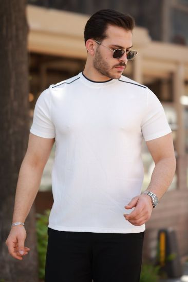 Erkek Omuzlar çizgi Detaylı Kısa Kollu T-shirt resmi